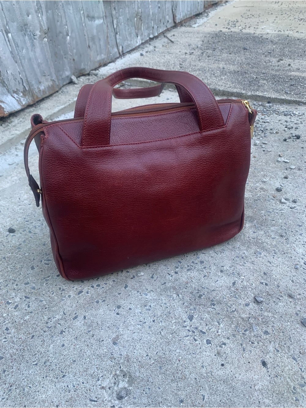 Vintage Arcier Italian Style Burgundy Pebbled Leather Structured Tote Bag